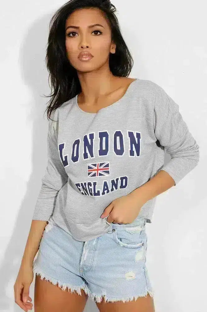 Grey London Slogan Sweatshirt-SinglePrice