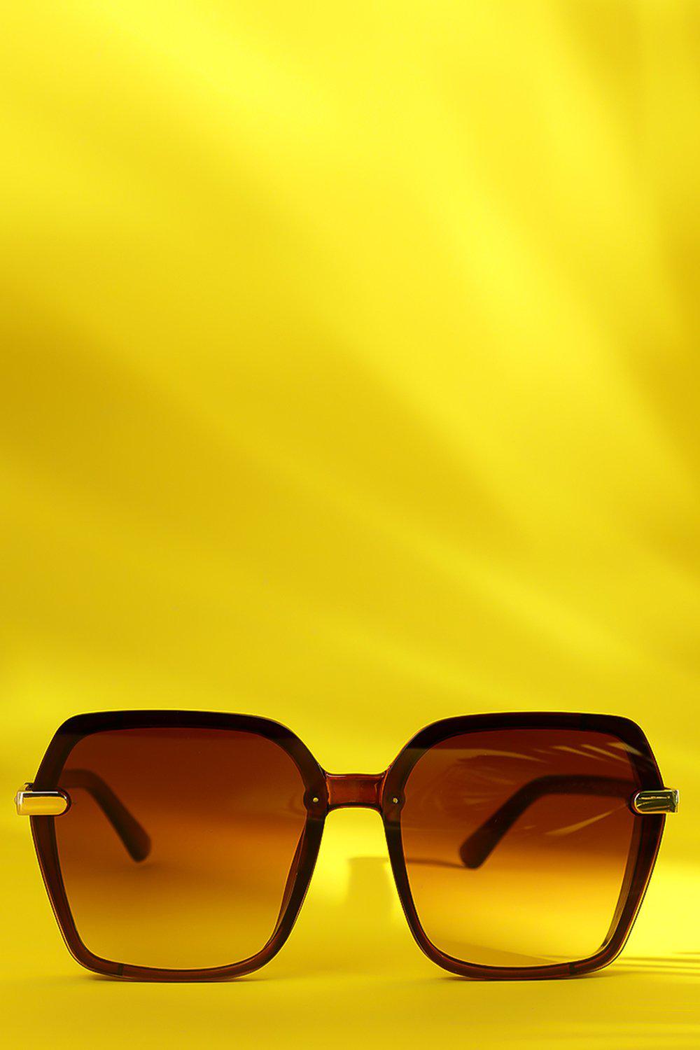 Brown Beige Shimmer Side Panel Large Sunglasses