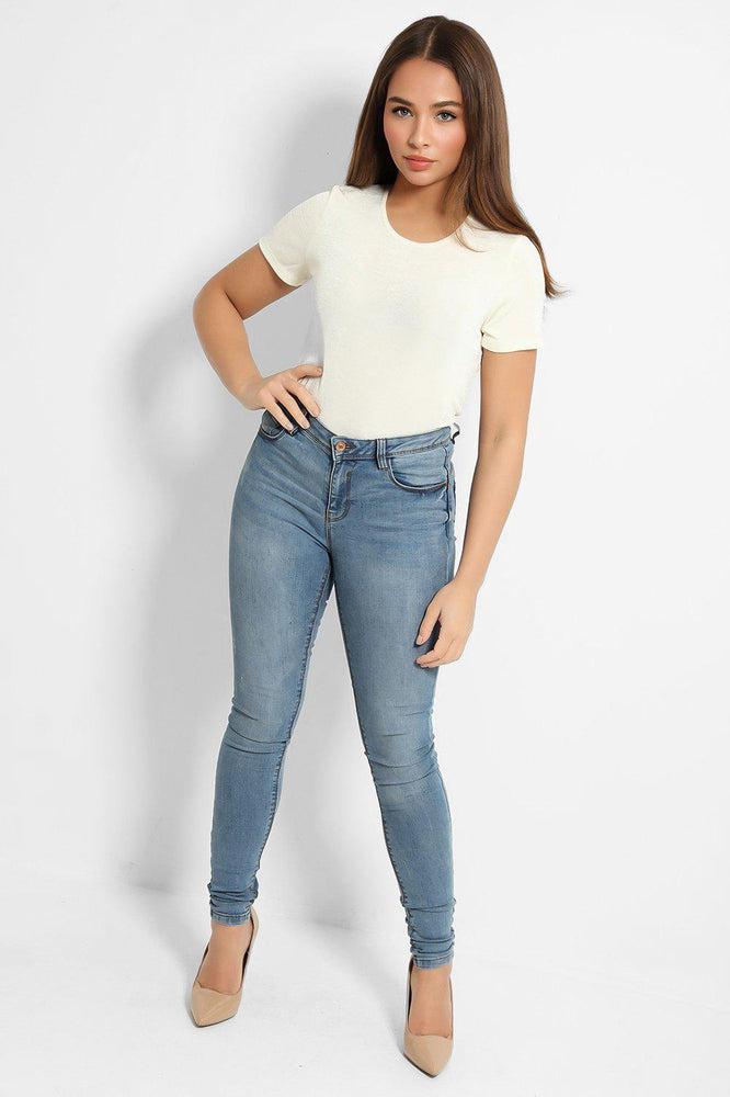 Classic Blue Curved Back Push Up Jeans-SinglePrice