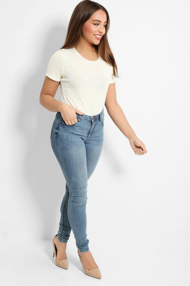 Classic Blue Curved Back Push Up Jeans-SinglePrice