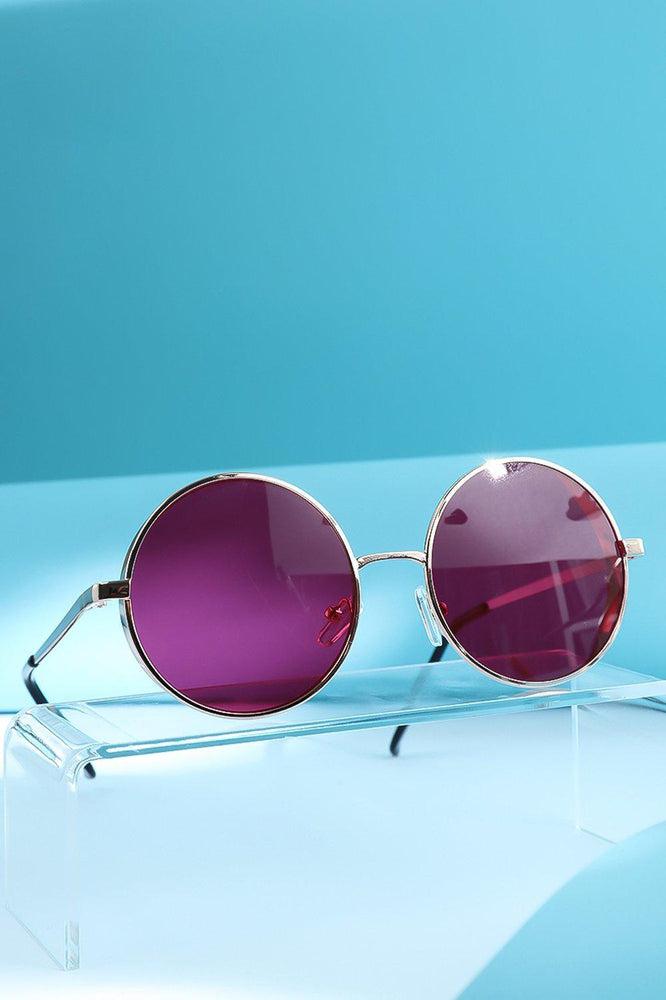 Pink Retro Round Aviator Sunglasses-SinglePrice