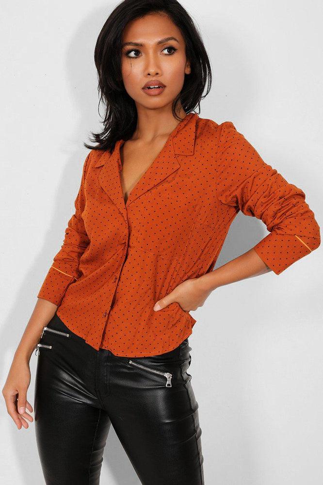 Brown Polka Dot Lightweight Blazer-SinglePrice