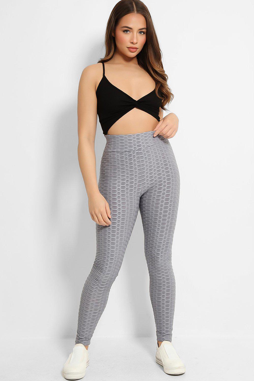 Grey High Waisted Anti-Cellulite Leggings-SinglePrice