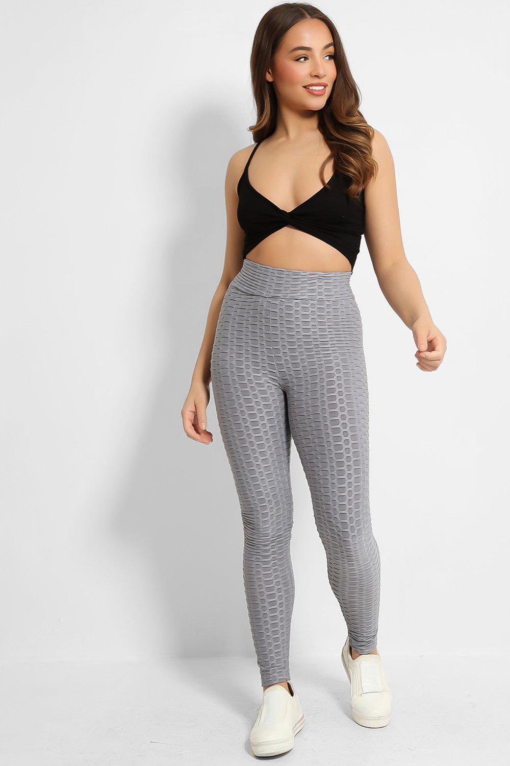 Grey High Waisted Anti-Cellulite Leggings-SinglePrice