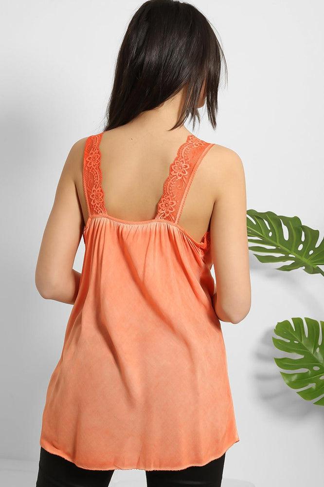 Lace Details Bleached Effect Viscose Cami Top-SinglePrice