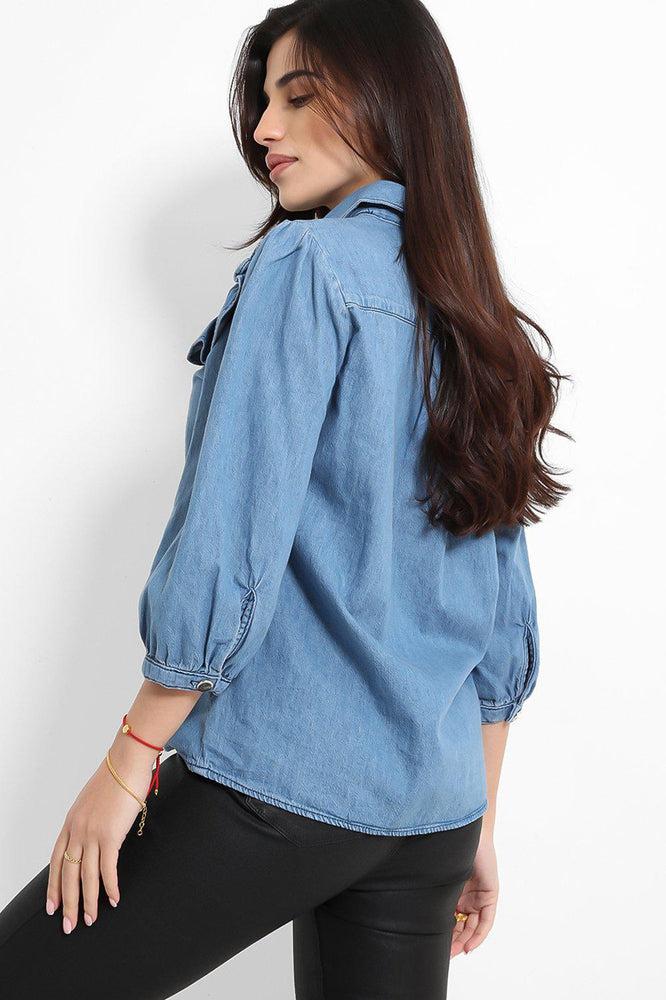 Frilled Denim Shirt-SinglePrice