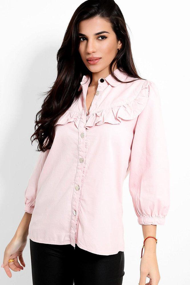 Frilled Denim Shirt-SinglePrice