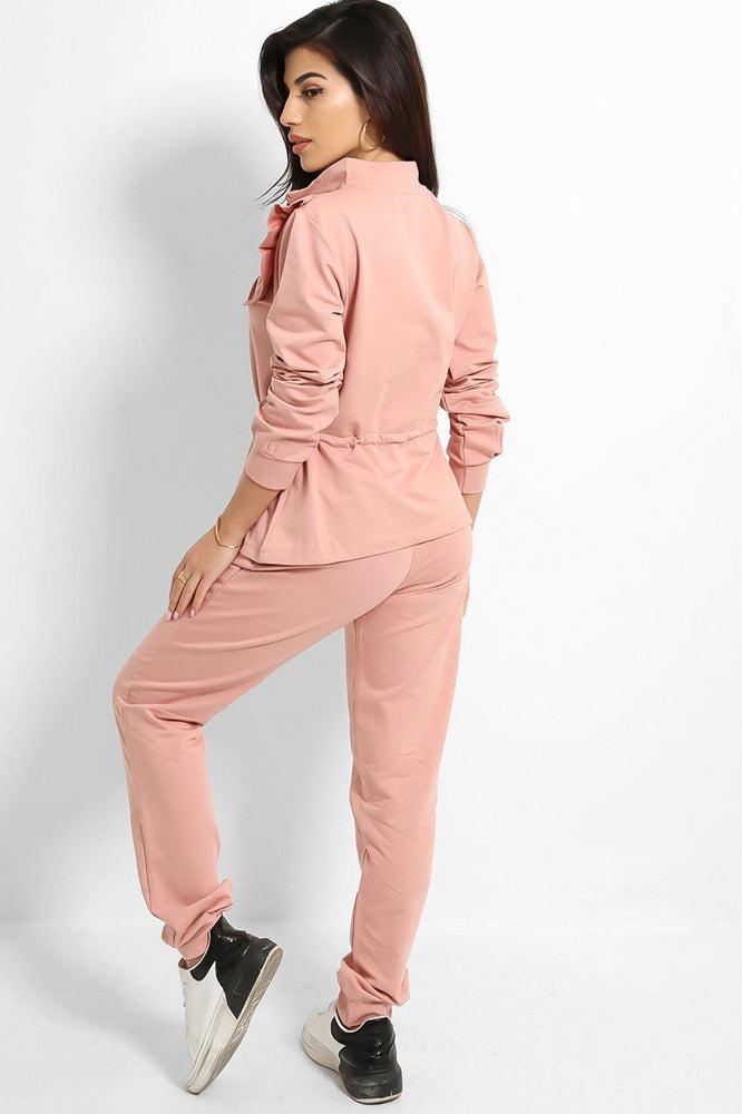 Black Frilled Drawstring Waist Tracksuit-SinglePrice