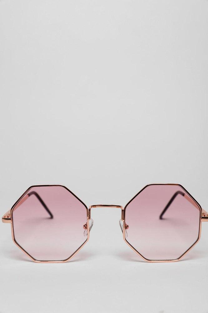 Hexagon Gold Frame Sunglasses-SinglePrice