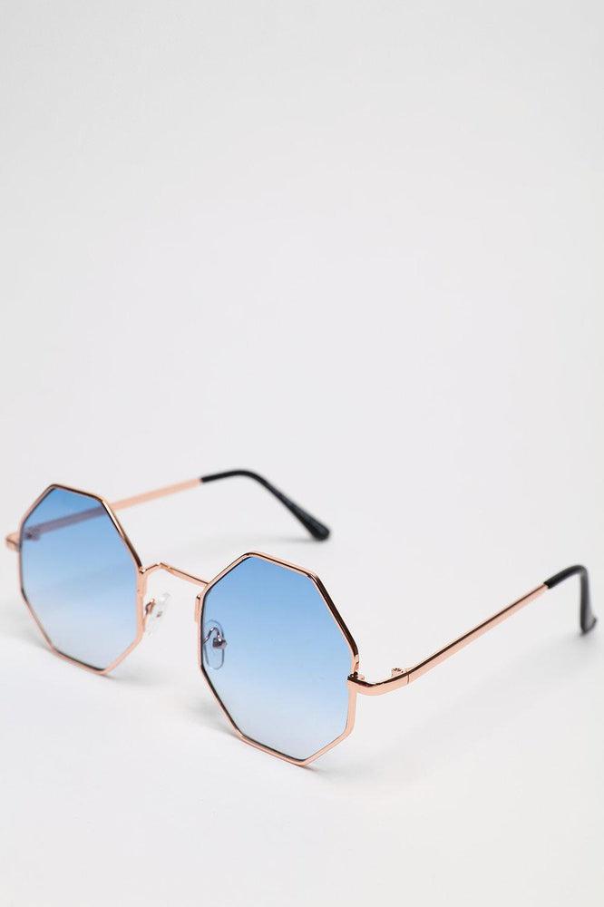 Hexagon Gold Frame Sunglasses-SinglePrice