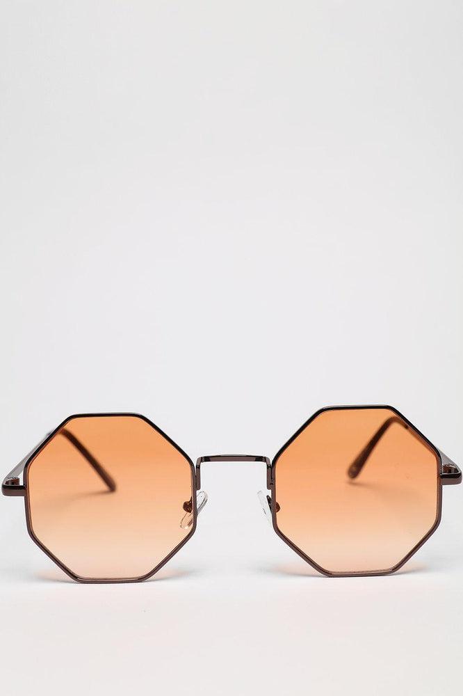 Hexagon Gold Frame Sunglasses-SinglePrice