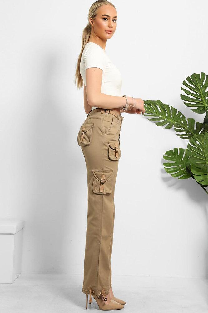 Floral Embroidery To Side Cargo Trousers-SinglePrice