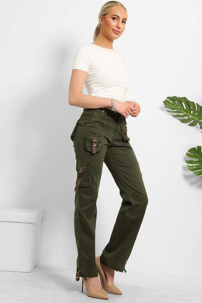 Floral Embroidery To Side Cargo Trousers-SinglePrice