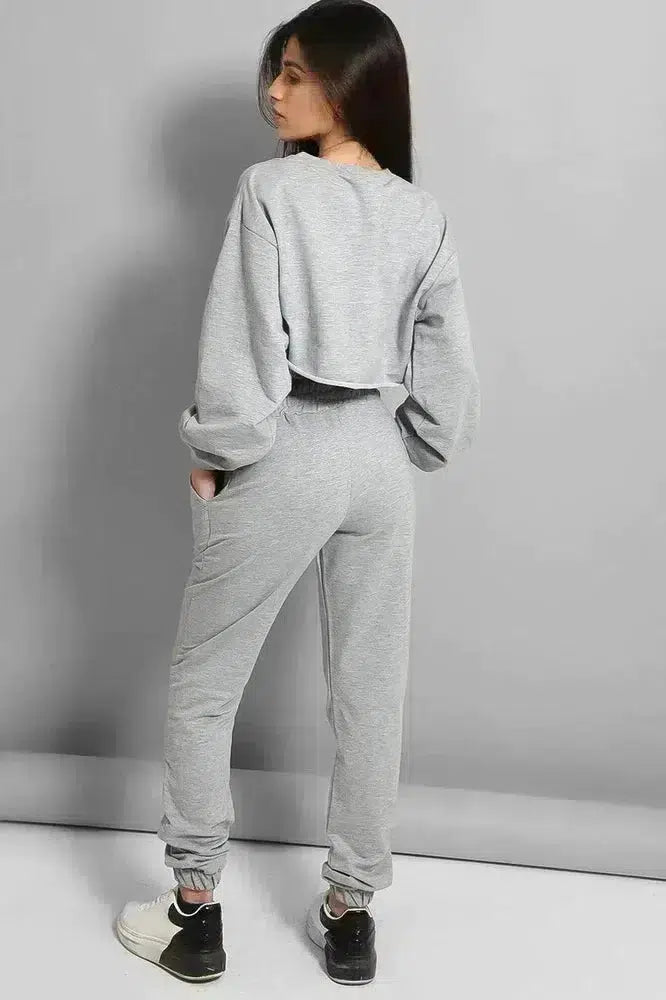 Grey Cropped Top 3 Piece Tracksuit-SinglePrice