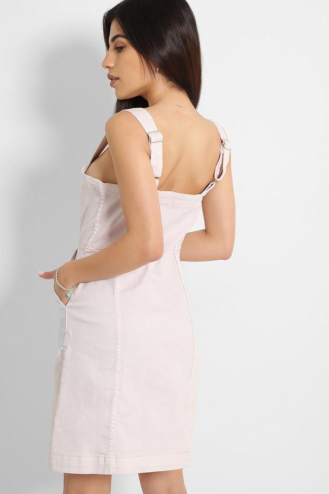 Light Lilac Buttons Front Cami Denim Dress-SinglePrice