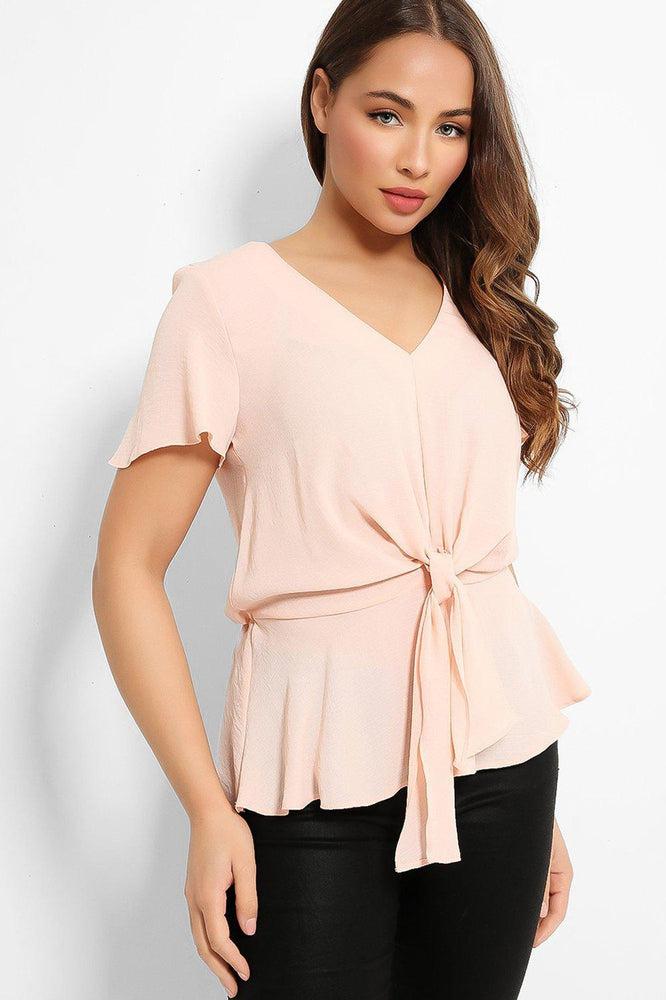 Peach Knit Front Detail Top-SinglePrice