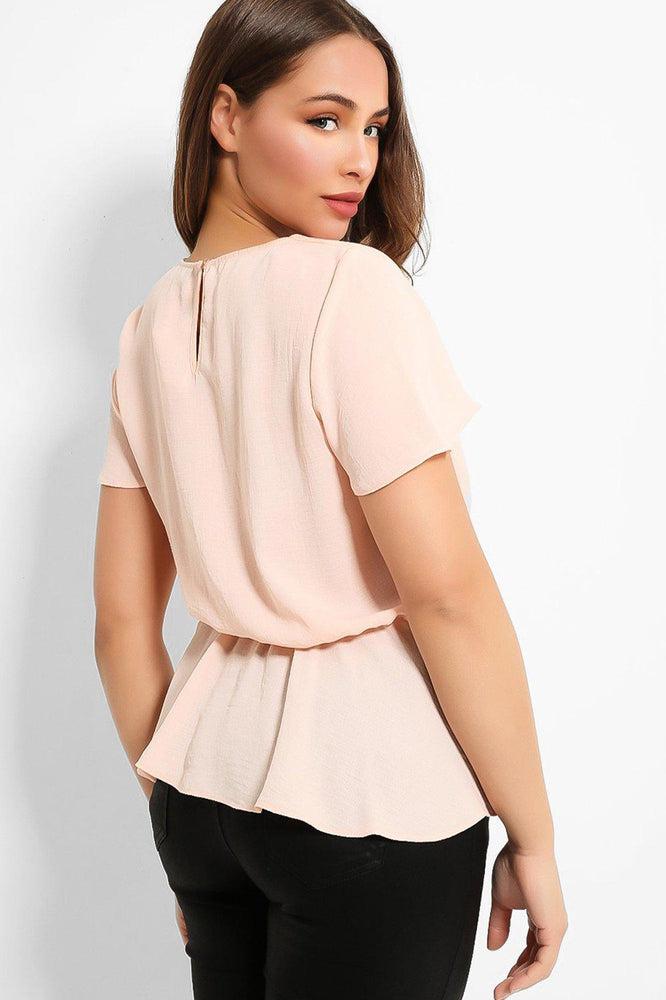 Peach Knit Front Detail Top-SinglePrice