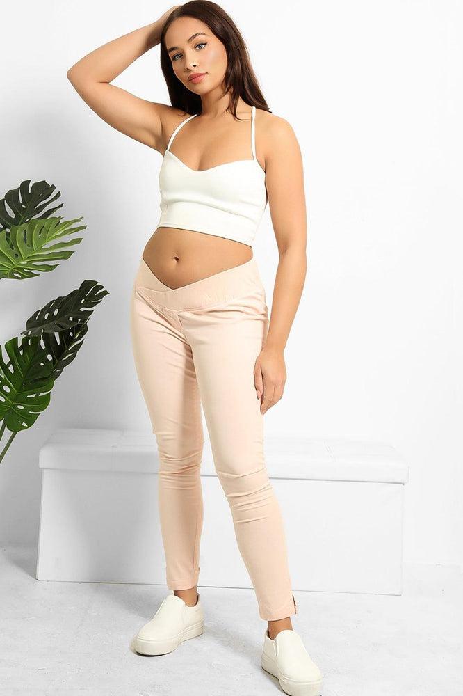 Under Bump Waist Cropped Maternity Trousers-SinglePrice