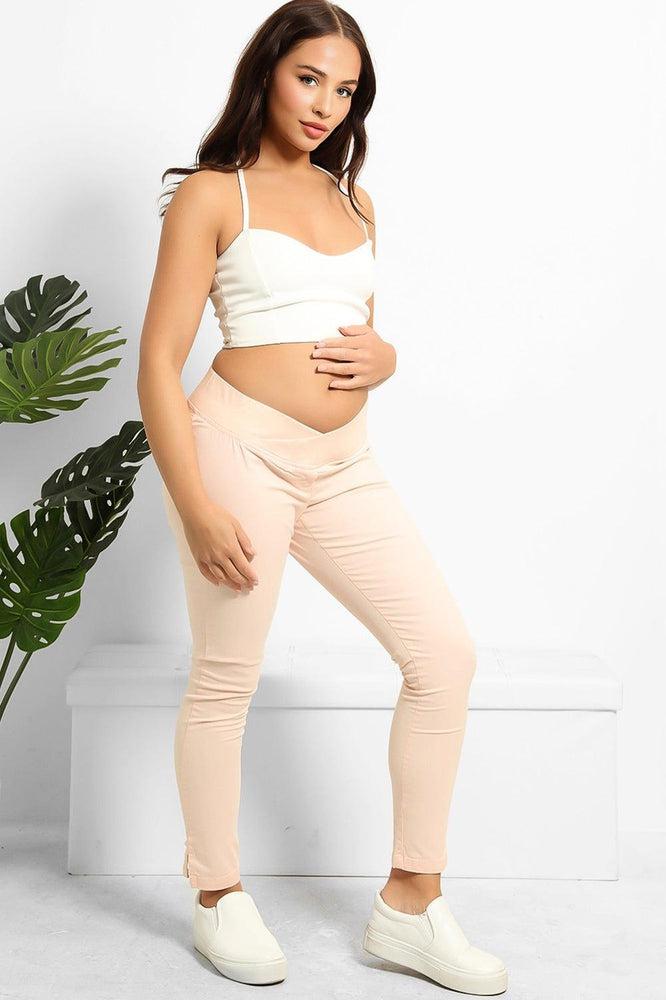 Under Bump Waist Cropped Maternity Trousers-SinglePrice