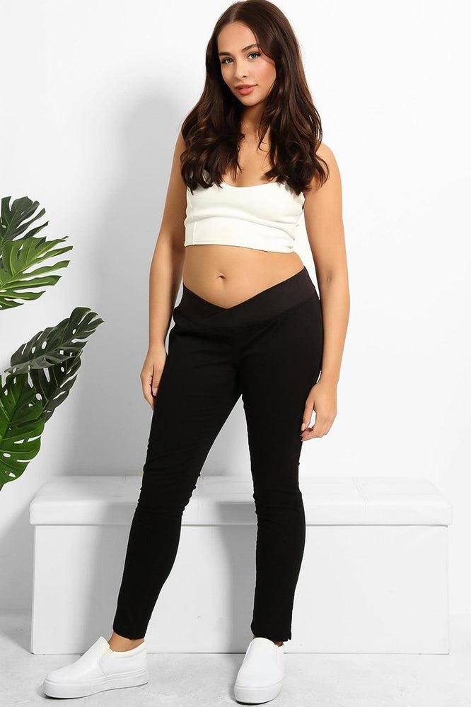 Under Bump Waist Cropped Maternity Trousers-SinglePrice