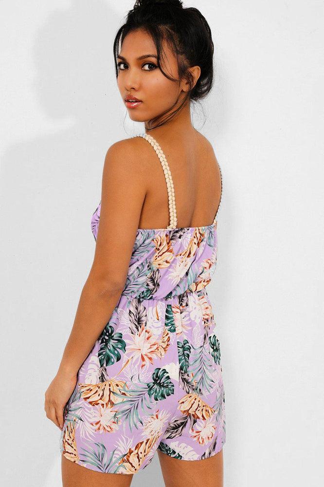 Lilac Tropical Print Cami Playsuit-SinglePrice