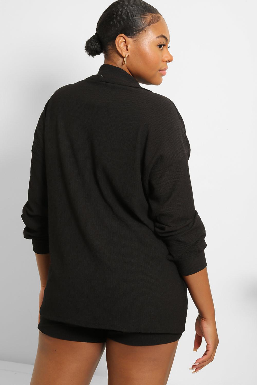 Textured Light Fabric Shirt And Shorts Set-SinglePrice