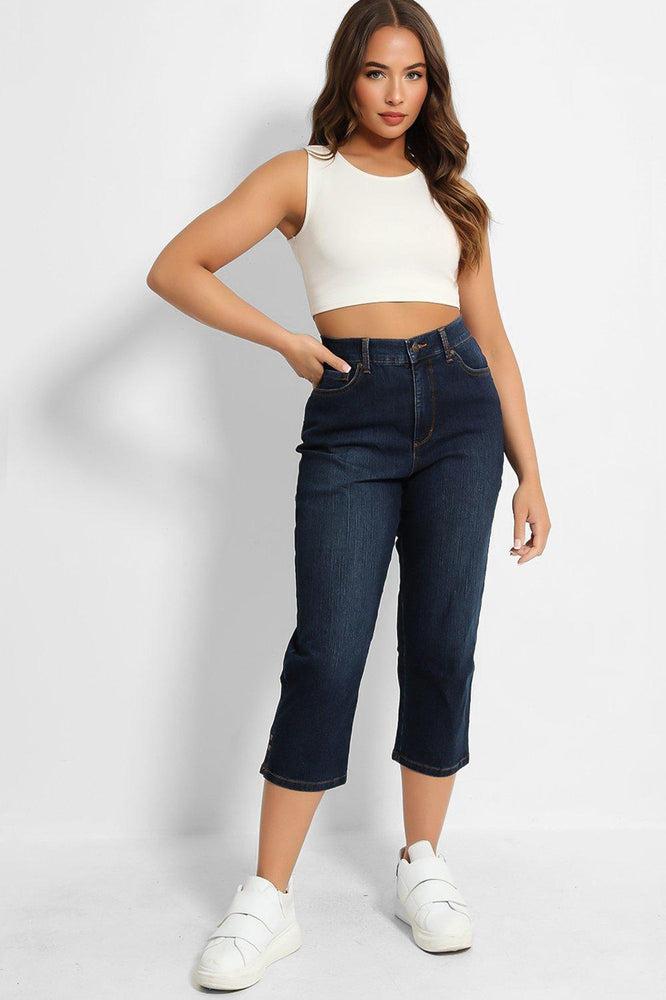 Navy High-Rise Crop Length Jeans-SinglePrice