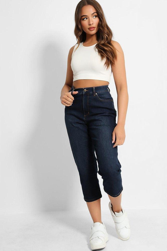 Navy High-Rise Crop Length Jeans-SinglePrice