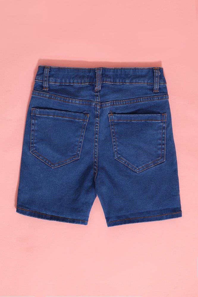 Blue Button Front Girls Shorts-SinglePrice