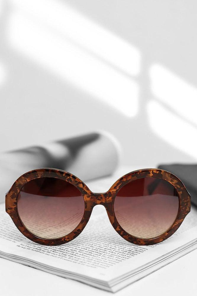 Large Round Marble Print Sunglasses-SinglePrice