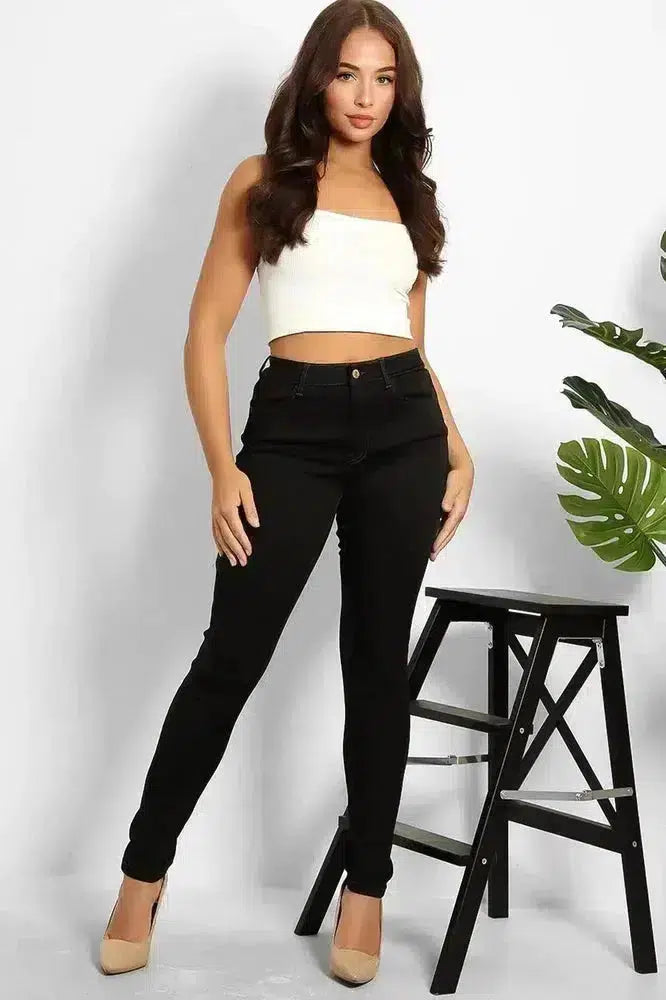 Black Coated Skinny Jeans-SinglePrice