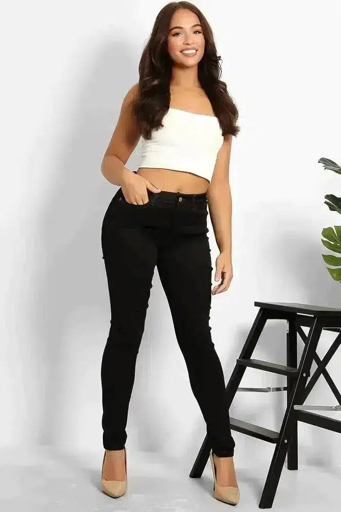 Black Coated Skinny Jeans-SinglePrice