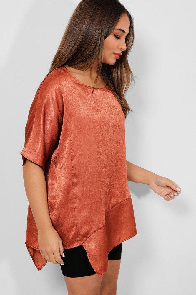 Terracotta Satin Asymmetric Top-SinglePrice