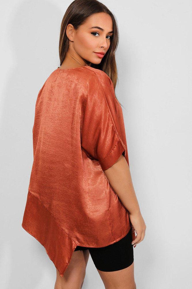 Terracotta Satin Asymmetric Top-SinglePrice