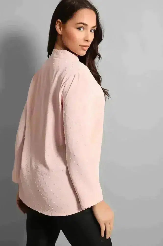 Swiss Polka Dot V-Neck Blouse-SinglePrice