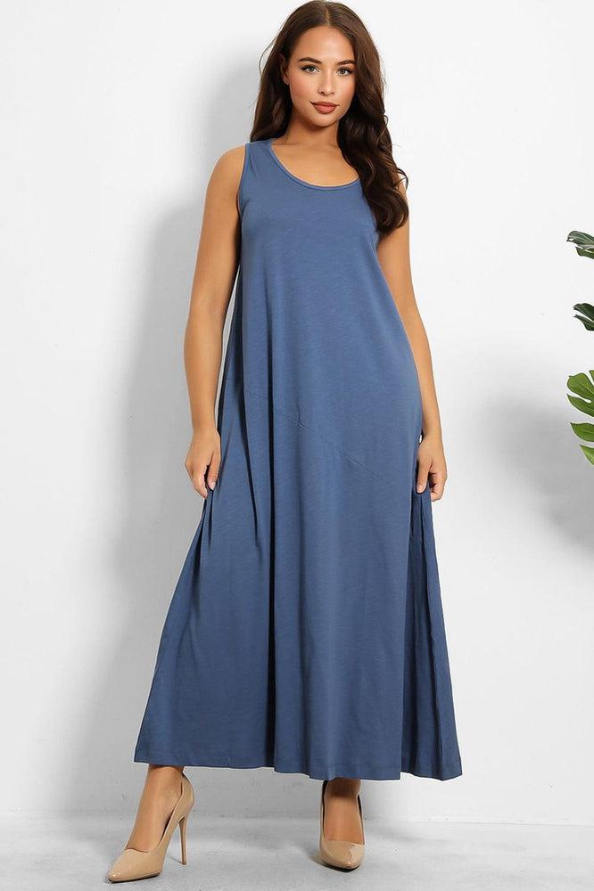 Pure Cotton Sleeveless Maxi Summer Dress-SinglePrice