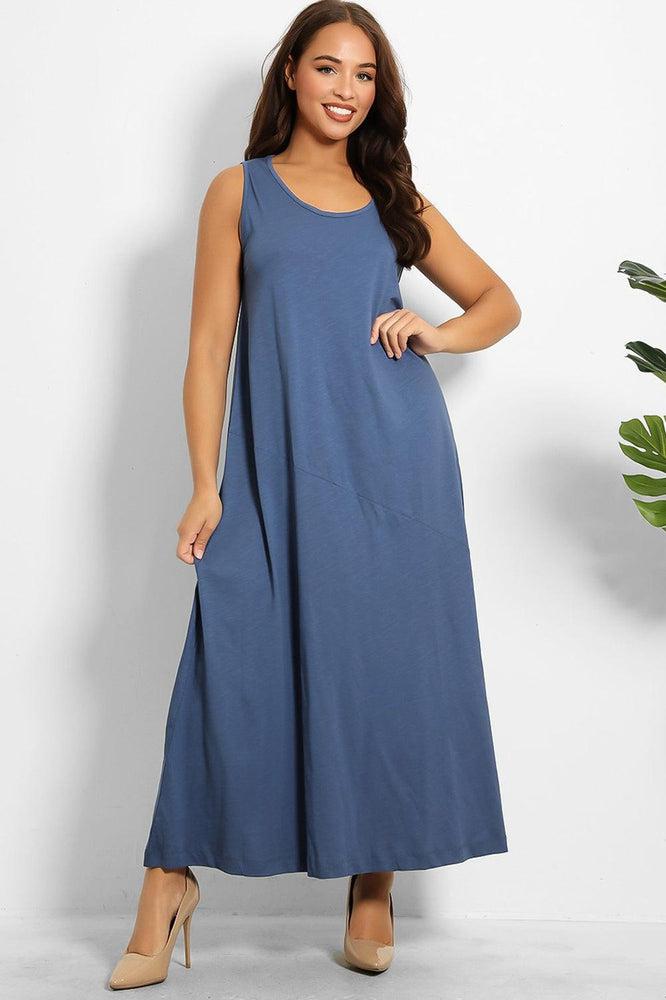 Pure Cotton Sleeveless Maxi Summer Dress-SinglePrice