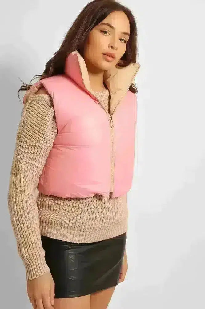 Reversible Cropped Puffer Gilet-SinglePrice