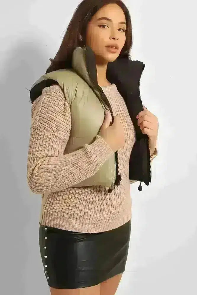 Reversible Cropped Puffer Gilet-SinglePrice