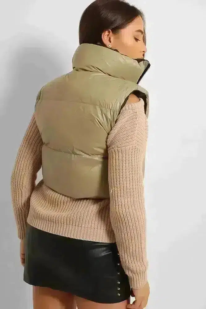 Reversible Cropped Puffer Gilet-SinglePrice