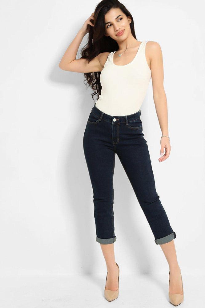 Navy Mid-Rise Super Skinny Cropped Jeans-SinglePrice