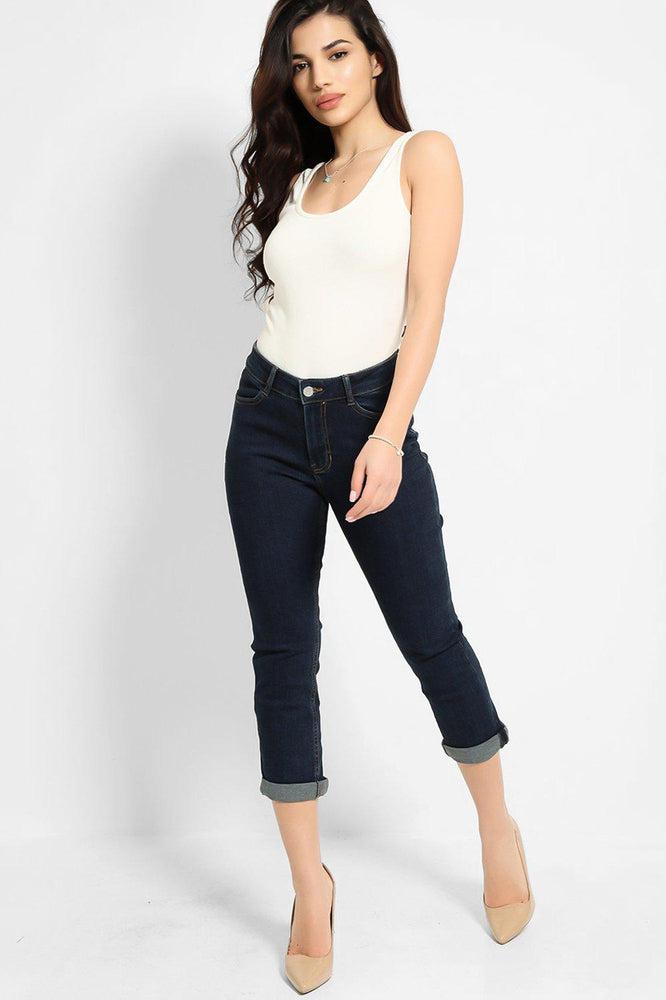 Navy Mid-Rise Super Skinny Cropped Jeans-SinglePrice