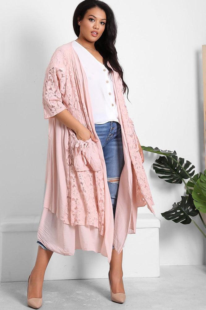 Pure Cotton Lace Overlay Cardigan-SinglePrice