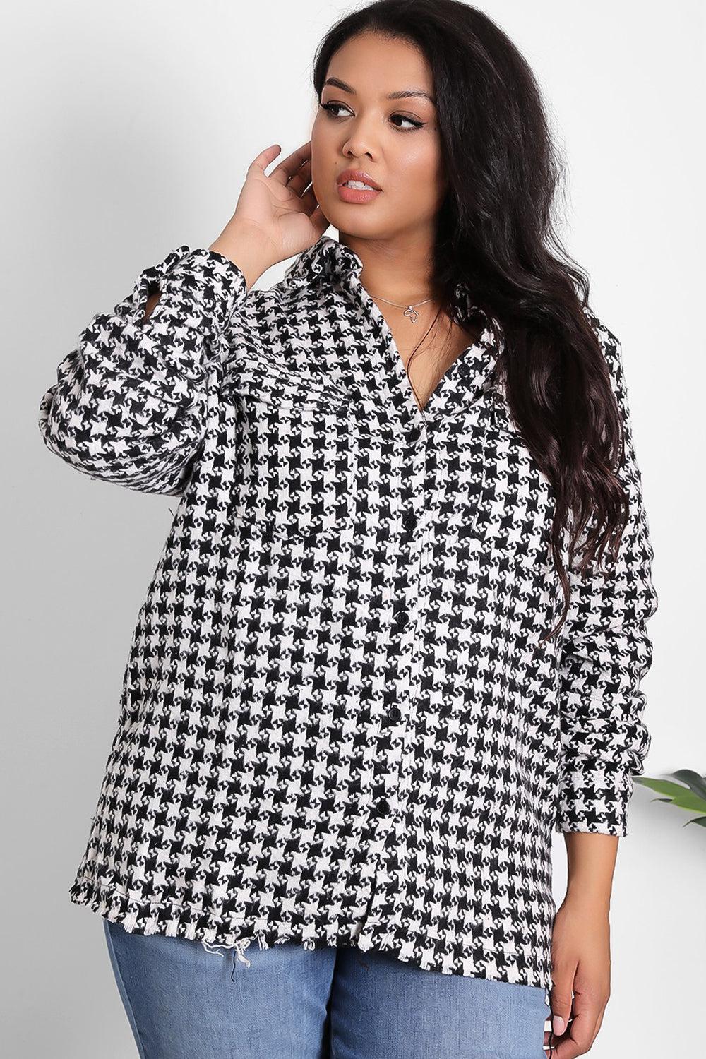 Curve Dogtooth Check Shacket-SinglePrice