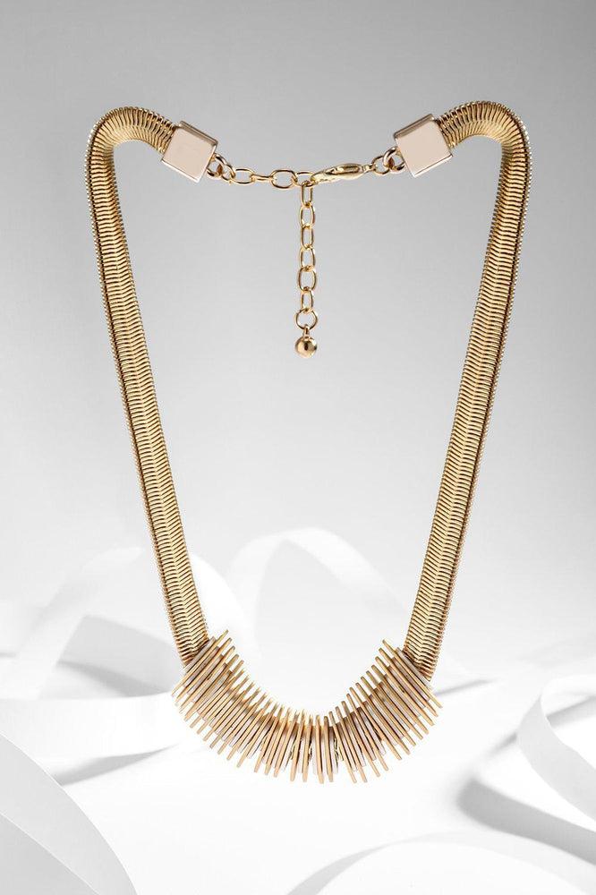Gold Metallic Snake Chain Slider Necklace-SinglePrice
