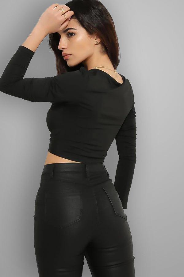 Drawstring Front Slinky Crop Top