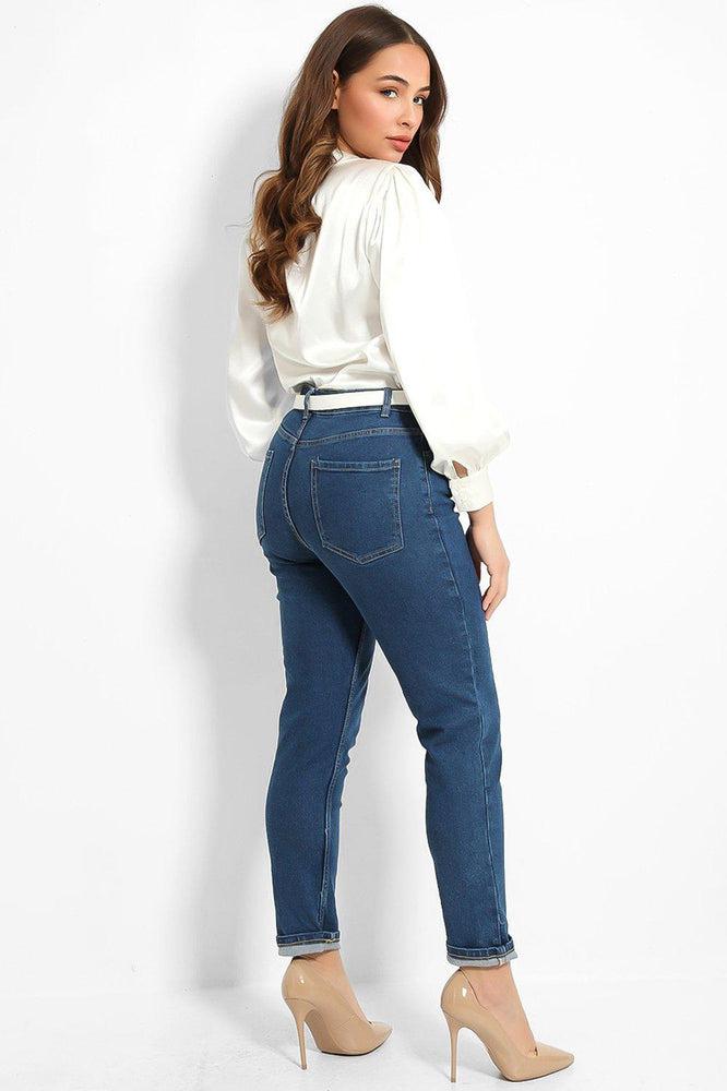 Denim Blue Organic Cotton Plain Blue Classic Jeans-SinglePrice