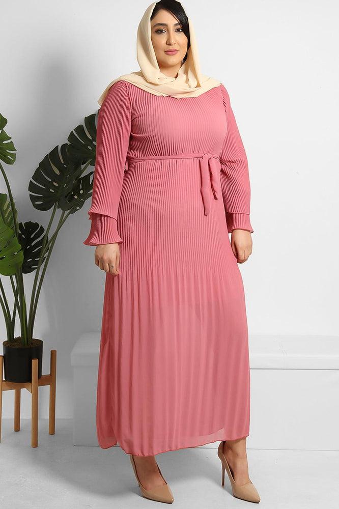Layered Sleeves Pleated Modest Dress-SinglePrice