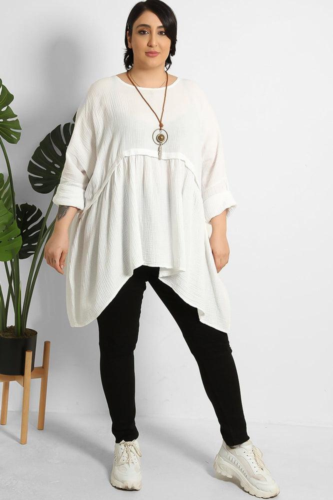 Relaxed Fit Waffle Cotton Babydoll Tunic-SinglePrice