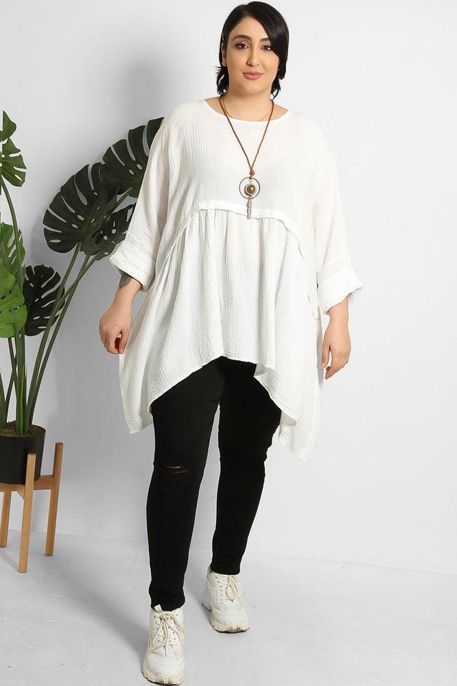 Relaxed Fit Waffle Cotton Babydoll Tunic-SinglePrice